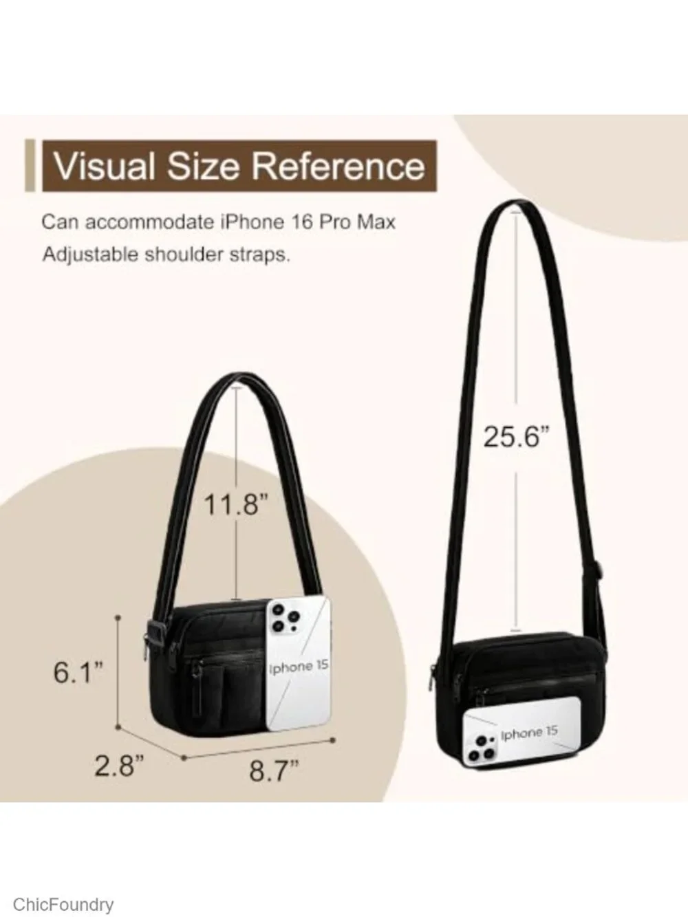 Puffer Crossbody Purse Double Zip Multi Pocket Nylon Bag Adjustable Padded